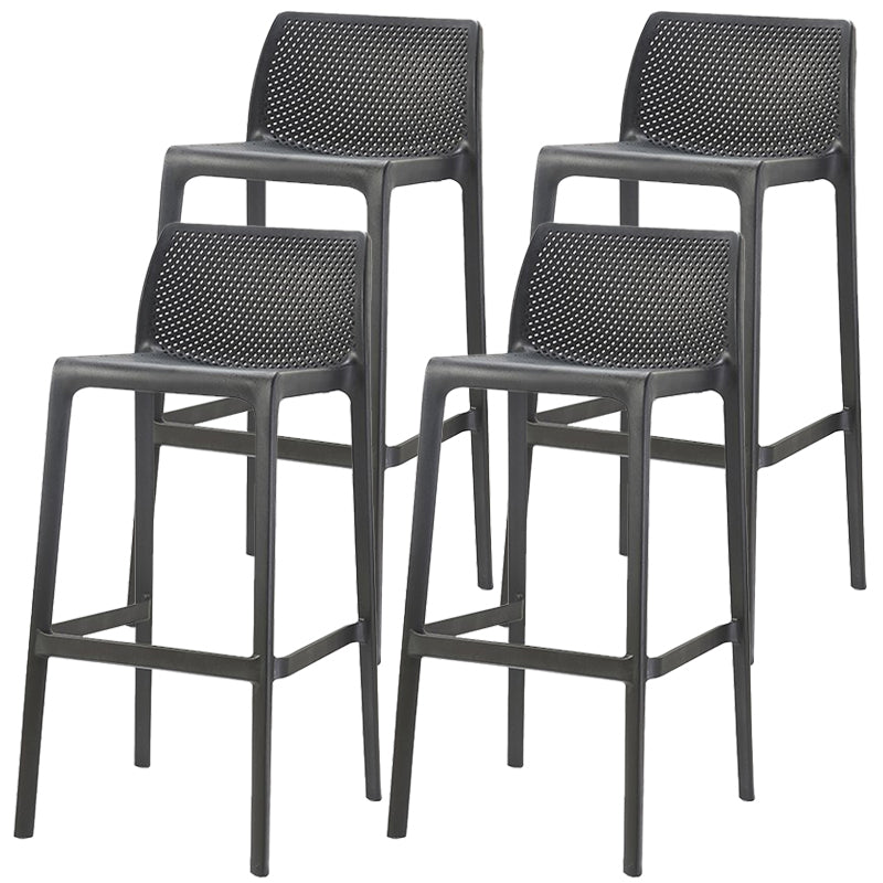Scandinavian Plastic Stackable Counter Stools Low Back Indoor Bar Stools Black 4 Piece Set Bar Stool(30"H) Clearhalo 'Bar Furniture' 'Bar Stools' 'bar_stools' 'furn' 'furn_bar_stools' 'furniture_bar_stools' 'Kitchen & Dining Furniture' 'kitchen&dining_furn' 'kitchen' 'kitchen_furn' Furniture' 4186940