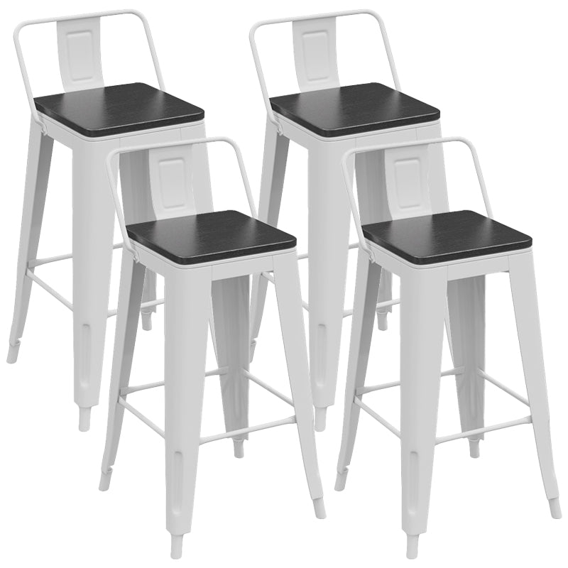 Industrial White Counter Stools Iron Wooden Bar Bristol Stools with Square Seat 4 Piece Set Clearhalo 'Bar Furniture' 'Bar Stools' 'bar_stools' 'furn' 'furn_bar_stools' 'furniture_bar_stools' 'Kitchen & Dining Furniture' 'kitchen&dining_furn' 'kitchen' 'kitchen_furn' Furniture' 4186946