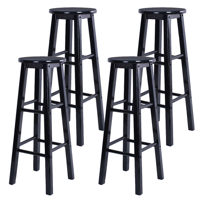 Modern Armless Counter Stool Wood Household Bar Stool with Pedal Black 4 Piece Set Bar Stool(31"H) Clearhalo 'Bar Furniture' 'Bar Stools' 'bar_stools' 'furn' 'furn_bar_stools' 'furniture_bar_stools' 'Kitchen & Dining Furniture' 'kitchen&dining_furn' 'kitchen' 'kitchen_furn' Furniture' 4186992