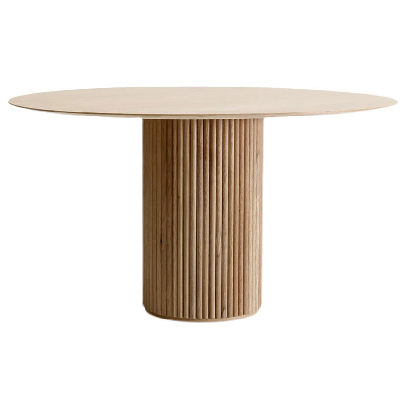 Round Pedestal Modern Dining Table Wood Color Fixed Table of Solid Wood Natural Without Chairs Clearhalo ' dining_table' 'Dining Tables & Seating' 'Dining Tables' 'furn' 'furn_dining_table' 'Furniture' 'furniture_dining_table' 'Kitchen & Dining Furniture' 'kitchen&dining_furn' 'kitchen' 'kitchen_dining_table' 4196445