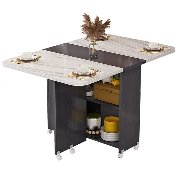 Modern Style Dining Table Rectangle Drop-Leaf Dining Table for Home Use Grey White Without Chairs Clearhalo ' dining_table' 'Dining Tables & Seating' 'Dining Tables' 'furn' 'furn_dining_table' 'Furniture' 'furniture_dining_table' 'Kitchen & Dining Furniture' 'kitchen&dining_furn' 'kitchen' 'kitchen_dining_table' 4196942