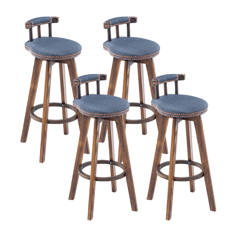 Modern Backrest Armless Counter Stool Wood Household Bar Stool with Cushion and Pedal Grey Brown 4 Piece Set Clearhalo 'Bar Furniture' 'Bar Stools' 'bar_stools' 'furn' 'furn_bar_stools' 'furniture_bar_stools' 'Kitchen & Dining Furniture' 'kitchen&dining_furn' 'kitchen' 'kitchen_furn' Furniture' 4198295