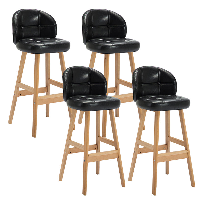 Modern Armless Counter Stool Wood Household Bar Stool with Cushion Black Natural 4 Piece Set Clearhalo 'Bar Furniture' 'Bar Stools' 'bar_stools' 'furn' 'furn_bar_stools' 'furniture_bar_stools' 'Kitchen & Dining Furniture' 'kitchen&dining_furn' 'kitchen' 'kitchen_furn' Furniture' 4198441