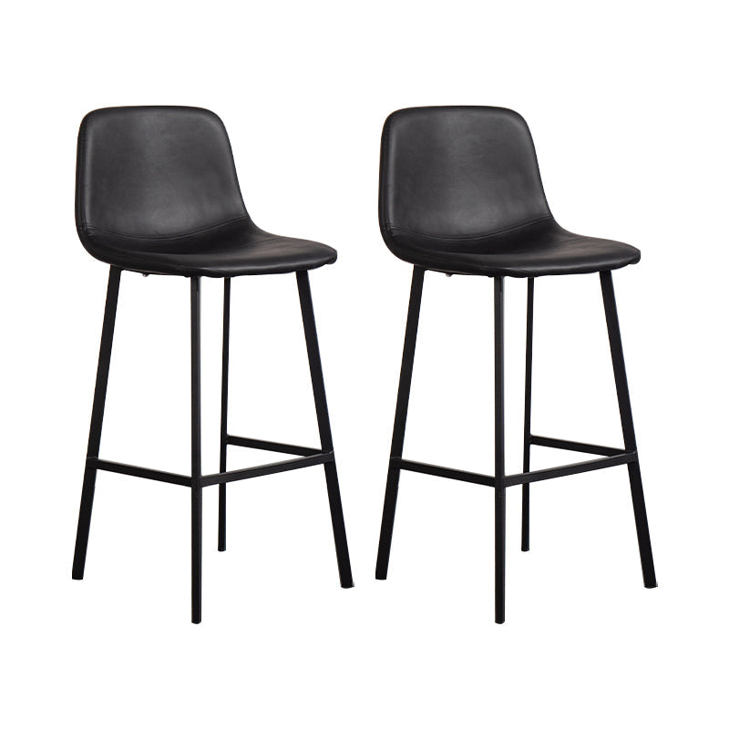 Contemporary Counter Stools Armless Leather Indoor Bar Stool with Iron Base Black 2 Piece Set Clearhalo 'Bar Furniture' 'Bar Stools' 'bar_stools' 'furn' 'furn_bar_stools' 'furniture_bar_stools' 'Kitchen & Dining Furniture' 'kitchen&dining_furn' 'kitchen' 'kitchen_furn' Furniture' 4198471