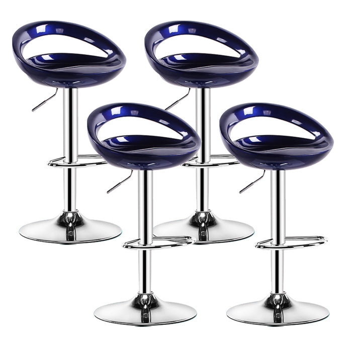 Modern Rotatable Armless Counter Stool Iron Household Bar Stool with Footrest Royal Blue 4 Piece Set Clearhalo 'Bar Furniture' 'Bar Stools' 'bar_stools' 'furn' 'furn_bar_stools' 'furniture_bar_stools' 'Kitchen & Dining Furniture' 'kitchen&dining_furn' 'kitchen' 'kitchen_furn' Furniture' 4198605