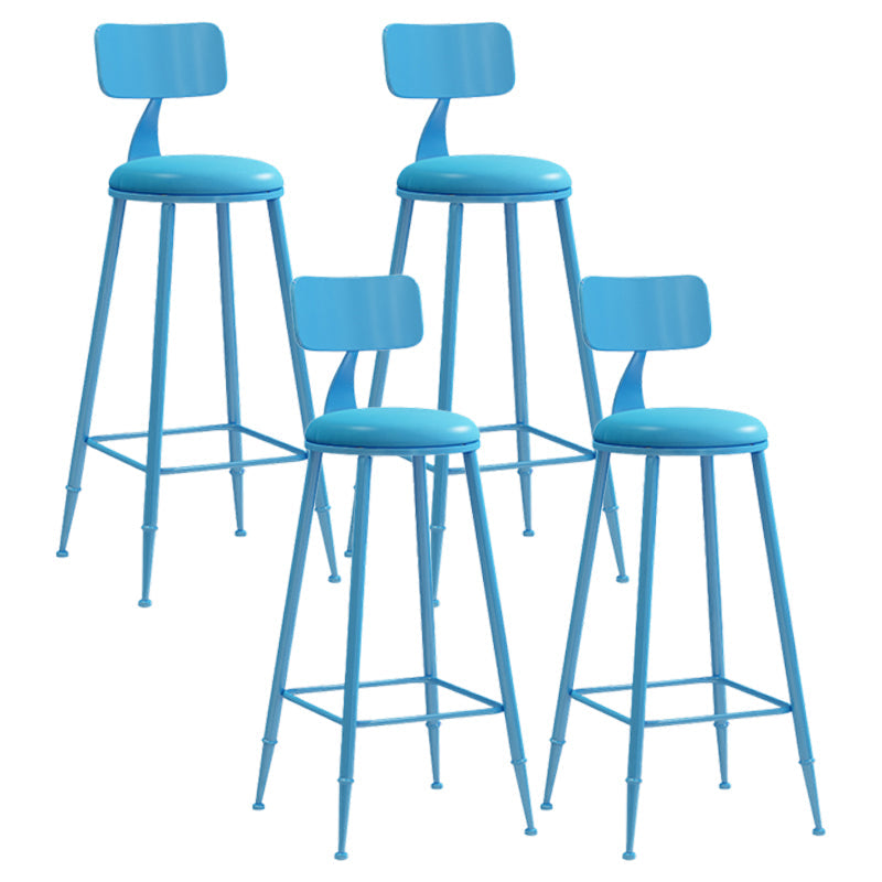 Modern Leather Seats Barstool Metal 4 Legs Base Colorful Bar Stool for Living Room Blue 4 Piece Set Bar Stool(30"H) Clearhalo 'Bar Furniture' 'Bar Stools' 'bar_stools' 'furn' 'furn_bar_stools' 'furniture_bar_stools' 'Kitchen & Dining Furniture' 'kitchen&dining_furn' 'kitchen' 'kitchen_furn' Furniture' 4198700