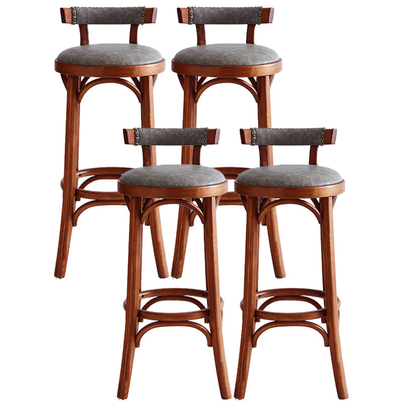 Industrial Wood Quilted Distressed Barstool 29.5" H Indoor Tall Stool with Round Seat Tan 4 Piece Set Low Back Clearhalo 'Bar Furniture' 'Bar Stools' 'bar_stools' 'furn' 'furn_bar_stools' 'furniture_bar_stools' 'Kitchen & Dining Furniture' 'kitchen&dining_furn' 'kitchen' 'kitchen_furn' Furniture' 4198729