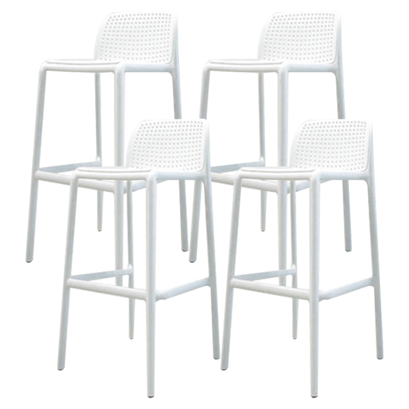 Nordic Macron Barstool Plastic 4 Legs Bar Stool for Living Room Set of 4 White 4 Piece Set Clearhalo 'Bar Furniture' 'Bar Stools' 'bar_stools' 'furn' 'furn_bar_stools' 'furniture_bar_stools' 'Kitchen & Dining Furniture' 'kitchen&dining_furn' 'kitchen' 'kitchen_furn' Furniture' 4198739