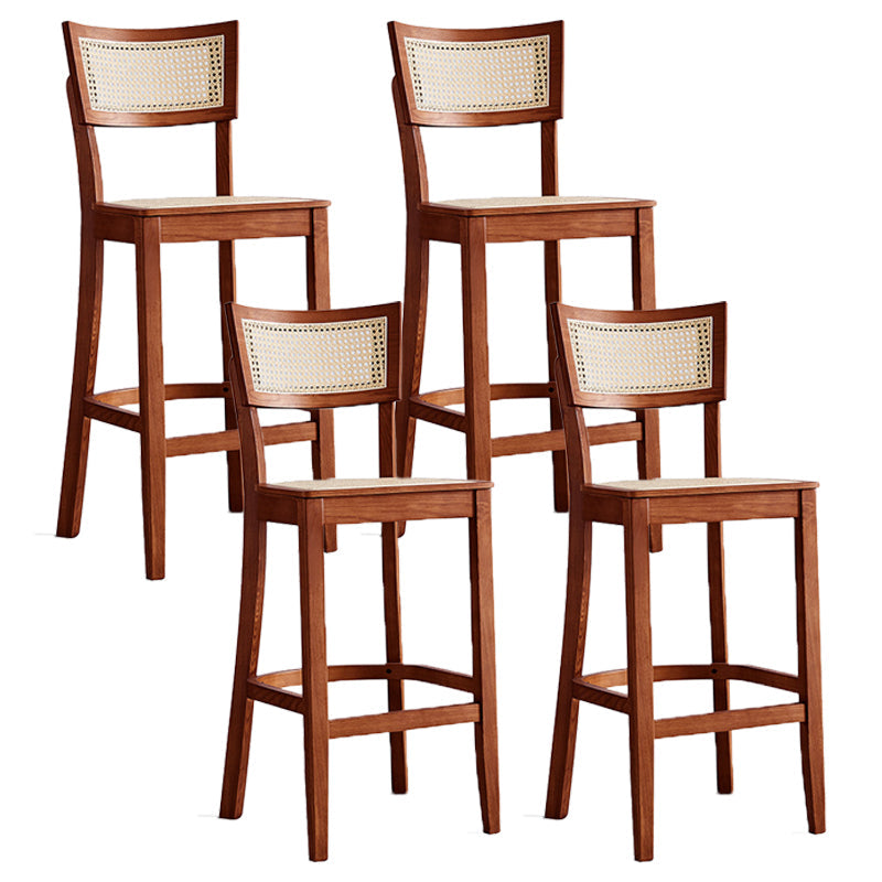 Tropical Style 30-inch Barstool Wood 4 Legs Base Bar Stool for Living Room Brown 4 Piece Set Clearhalo 'Bar Furniture' 'Bar Stools' 'bar_stools' 'furn' 'furn_bar_stools' 'furniture_bar_stools' 'Kitchen & Dining Furniture' 'kitchen&dining_furn' 'kitchen' 'kitchen_furn' Furniture' 4198798