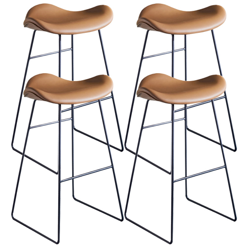 Nordic Leather Seats Barstool Metal Base Bar Stool for Living Room 4 Piece Set Clearhalo 'Bar Furniture' 'Bar Stools' 'bar_stools' 'furn' 'furn_bar_stools' 'furniture_bar_stools' 'Kitchen & Dining Furniture' 'kitchen&dining_furn' 'kitchen' 'kitchen_furn' Furniture' 4198809