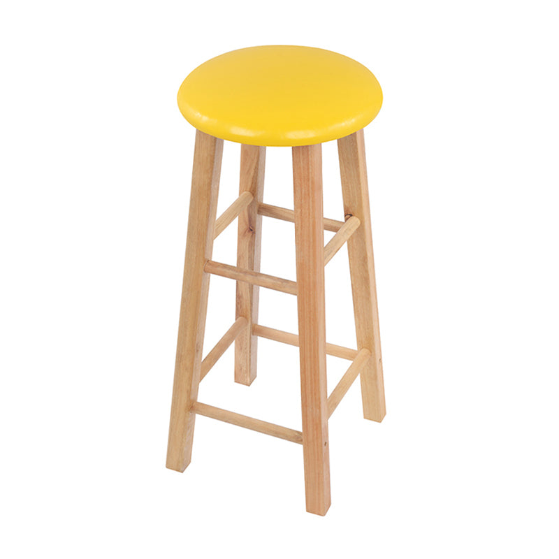 Beige Wood Nordic Barstool 31.5" H Round Indoor Tall Stool, 1 Piece Yellow Clearhalo 'Bar Furniture' 'Bar Stools' 'bar_stools' 'furn' 'furn_bar_stools' 'furniture_bar_stools' 'Kitchen & Dining Furniture' 'kitchen&dining_furn' 'kitchen' 'kitchen_furn' Furniture' 4198819