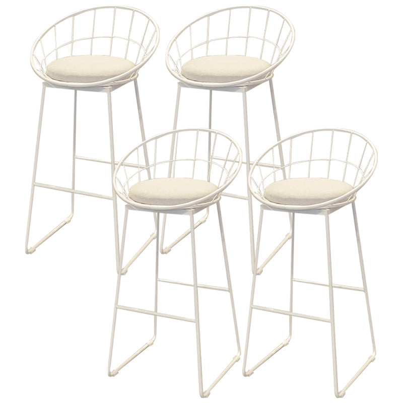 Scandinavian Metal Fabric Counter Stools White Low Back Bar Stools with Round Seat White 4 Piece Set Clearhalo 'Bar Furniture' 'Bar Stools' 'bar_stools' 'furn' 'furn_bar_stools' 'furniture_bar_stools' 'Kitchen & Dining Furniture' 'kitchen&dining_furn' 'kitchen' 'kitchen_furn' Furniture' 4198888