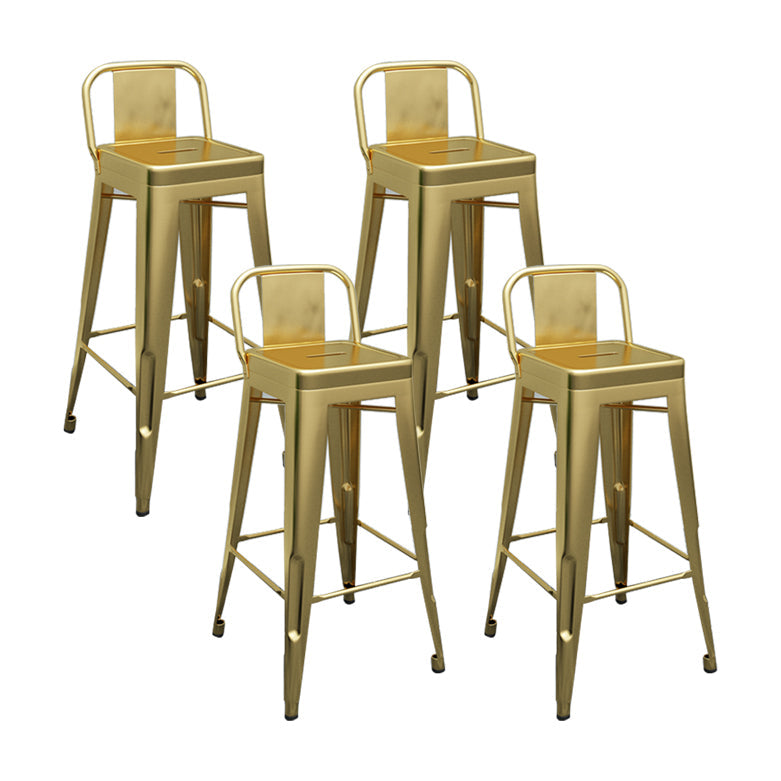 Modern Squared Counter Stools Armless Iron Indoor Bar Stool with Footrest Gold 4 Piece Set Clearhalo 'Bar Furniture' 'Bar Stools' 'bar_stools' 'furn' 'furn_bar_stools' 'furniture_bar_stools' 'Kitchen & Dining Furniture' 'kitchen&dining_furn' 'kitchen' 'kitchen_furn' Furniture' 4199075