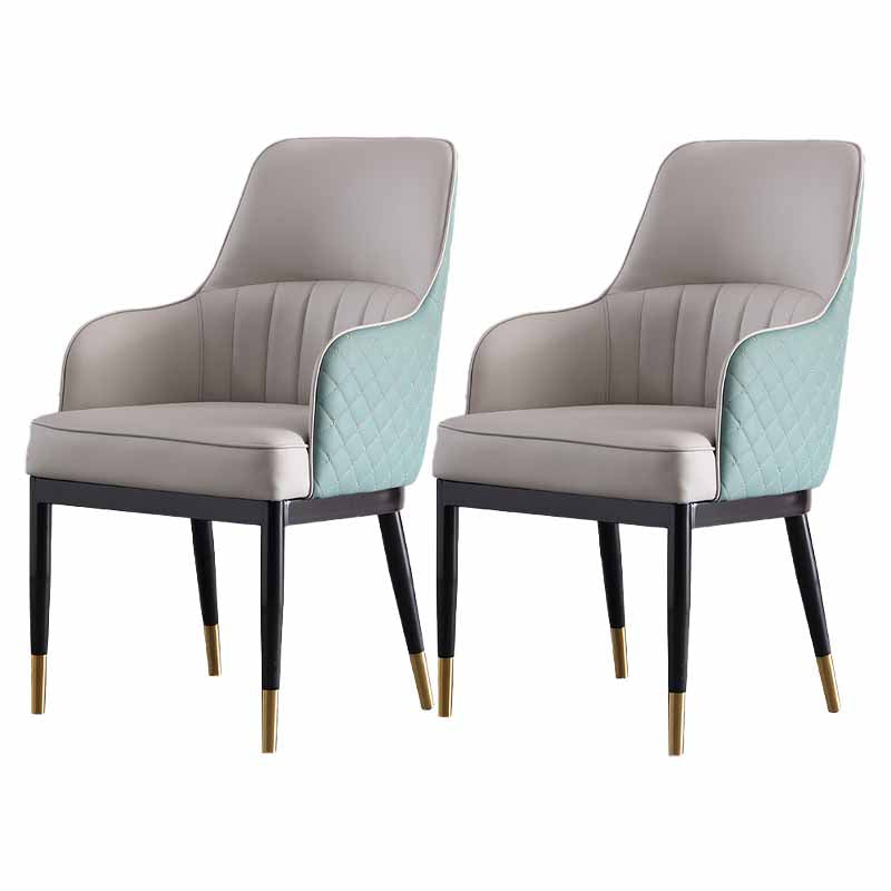 Minimalist Solid Back Arm Side Chairs Upholstered Leather Dining Chair Grey 2 Piece Set Clearhalo ' kitchen&dining_furn' 'Dining Chairs' 'Dining Tables & Seating' 'dining_chair' 'furn' 'furn_dining_chair' 'Furniture' 'furniture_dining_chair' 'Kitchen & Dining Furniture' 'kitchen' 4205669