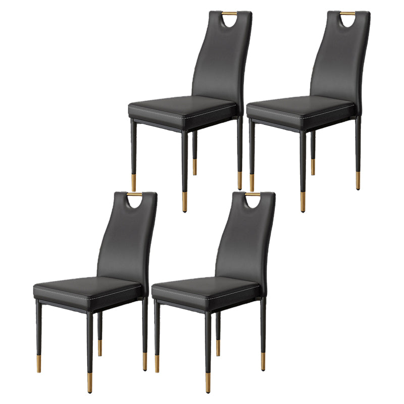 Stackable Leather Home Side Chair Modern Solid Back Dining Chair (Set of 4) Black Clearhalo ' kitchen&dining_furn' 'Dining Chairs' 'Dining Tables & Seating' 'dining_chair' 'furn' 'furn_dining_chair' 'Furniture' 'furniture_dining_chair' 'Kitchen & Dining Furniture' 'kitchen' 4205982