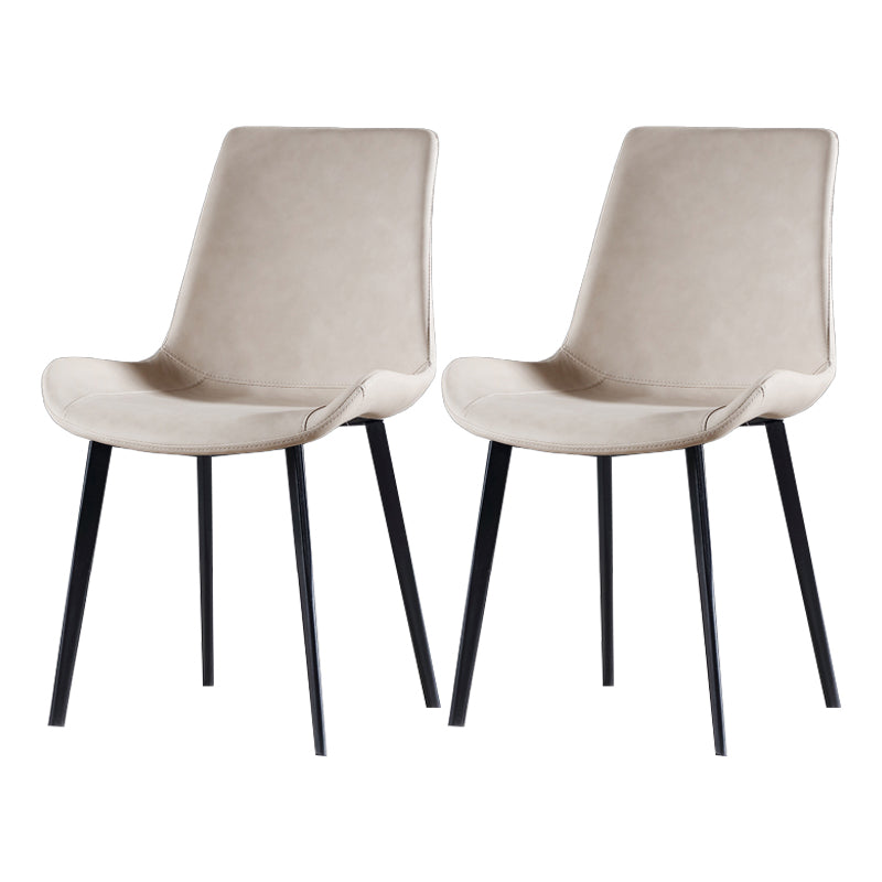 Modern Leather Side Chair Matte Finish Solid Back Dining Chair (Set of 2) Off-White Clearhalo ' kitchen&dining_furn' 'Dining Chairs' 'Dining Tables & Seating' 'dining_chair' 'furn' 'furn_dining_chair' 'Furniture' 'furniture_dining_chair' 'Kitchen & Dining Furniture' 'kitchen' 4206081
