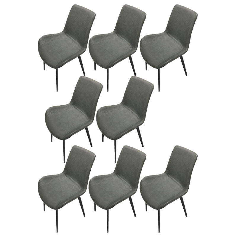 Contemporary Style Metal Chairs Kitchen Dining Room Solid Back Arm Chair Black-Gray 8 Piece Set Clearhalo ' kitchen&dining_furn' 'Dining Chairs' 'Dining Tables & Seating' 'dining_chair' 'furn' 'furn_dining_chair' 'Furniture' 'furniture_dining_chair' 'Kitchen & Dining Furniture' 'kitchen' 4206096
