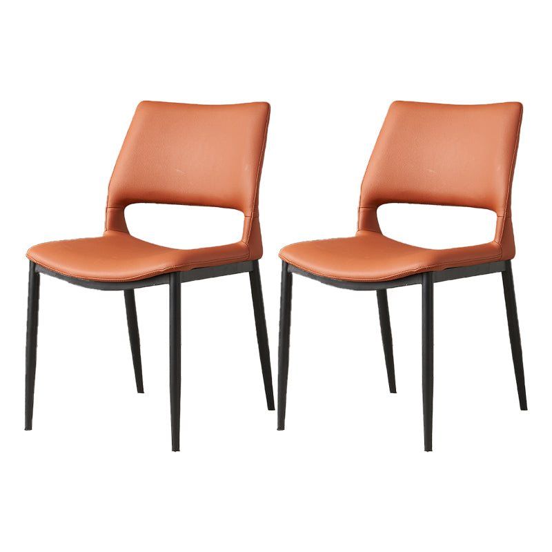Modern Leather Restaurant Side Chair Matte Finish Open Back Dining Chair (Set of 2) Orange Clearhalo ' kitchen&dining_furn' 'Dining Chairs' 'Dining Tables & Seating' 'dining_chair' 'furn' 'furn_dining_chair' 'Furniture' 'furniture_dining_chair' 'Kitchen & Dining Furniture' 'kitchen' 4206112