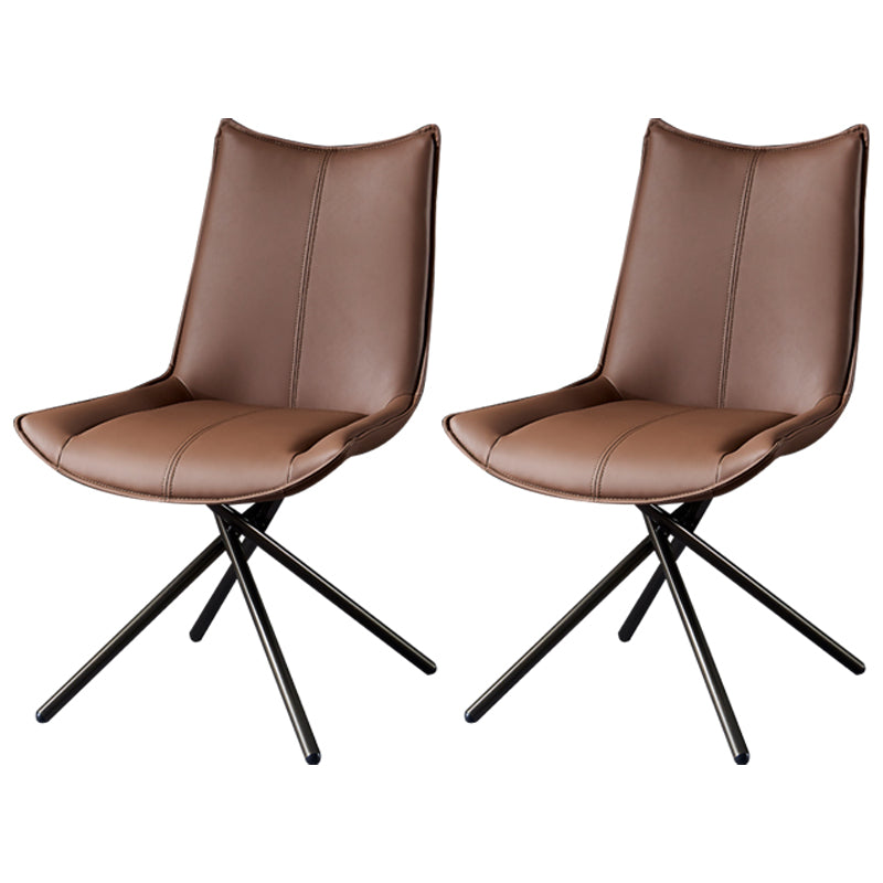 Industrial Style Solid Back Dining Side Chairs Leather Dining Chairs for Kitchen Brown 2 Piece Set Clearhalo ' kitchen&dining_furn' 'Dining Chairs' 'Dining Tables & Seating' 'dining_chair' 'furn' 'furn_dining_chair' 'Furniture' 'furniture_dining_chair' 'Kitchen & Dining Furniture' 'kitchen' 4206220