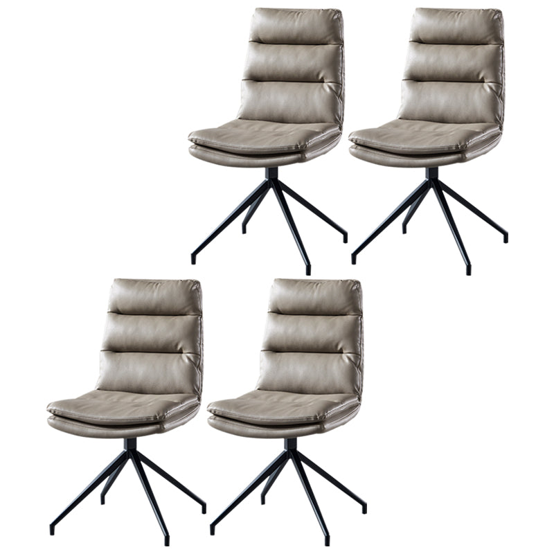 Contemporary Style Leather Dining Side Chairs Solid Back Chair for Kitchen Light Gray 4 Piece Set Clearhalo ' kitchen&dining_furn' 'Dining Chairs' 'Dining Tables & Seating' 'dining_chair' 'furn' 'furn_dining_chair' 'Furniture' 'furniture_dining_chair' 'Kitchen & Dining Furniture' 'kitchen' 4206268