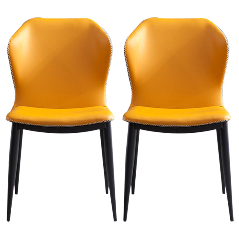 Contemporary Metal Dining Armless Chair Wingback Chair for Home Use (Set of 2) Orange Clearhalo ' kitchen&dining_furn' 'Dining Chairs' 'Dining Tables & Seating' 'dining_chair' 'furn' 'furn_dining_chair' 'Furniture' 'furniture_dining_chair' 'Kitchen & Dining Furniture' 'kitchen' 4206457