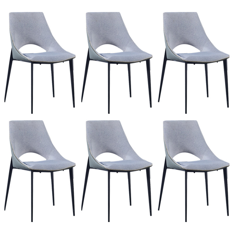 Contemporary Leather Restaurant Side Chair Open Back Dining Chair with Black Legs Grey 6 Piece Set Clearhalo ' kitchen&dining_furn' 'Dining Chairs' 'Dining Tables & Seating' 'dining_chair' 'furn' 'furn_dining_chair' 'Furniture' 'furniture_dining_chair' 'Kitchen & Dining Furniture' 'kitchen' 4206474