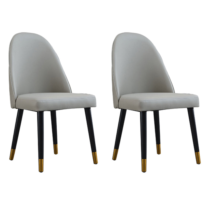 Glam Wood Dining Armless Chairs Faux Leather Dining Chairs for Home Use (Set of 2) Light Gray Clearhalo ' kitchen&dining_furn' 'Dining Chairs' 'Dining Tables & Seating' 'dining_chair' 'furn' 'furn_dining_chair' 'Furniture' 'furniture_dining_chair' 'Kitchen & Dining Furniture' 'kitchen' 4206489