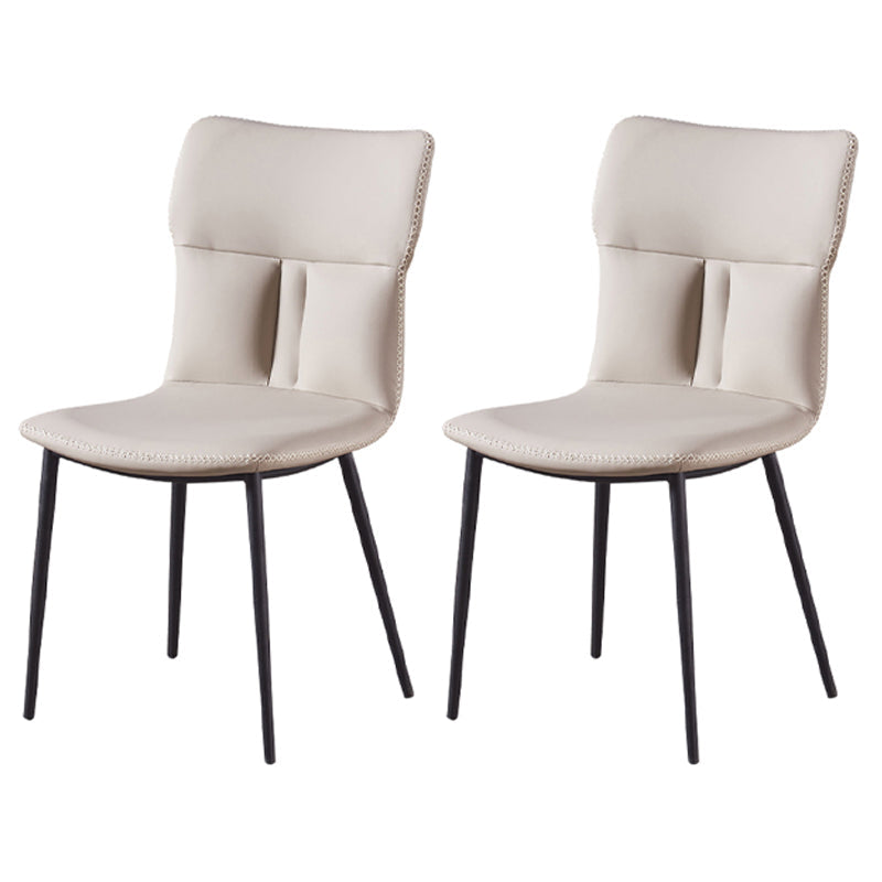 Contemporary Leather Side Chair Solid Back Dining Chair (Set of 2) White Clearhalo ' kitchen&dining_furn' 'Dining Chairs' 'Dining Tables & Seating' 'dining_chair' 'furn' 'furn_dining_chair' 'Furniture' 'furniture_dining_chair' 'Kitchen & Dining Furniture' 'kitchen' 4206893