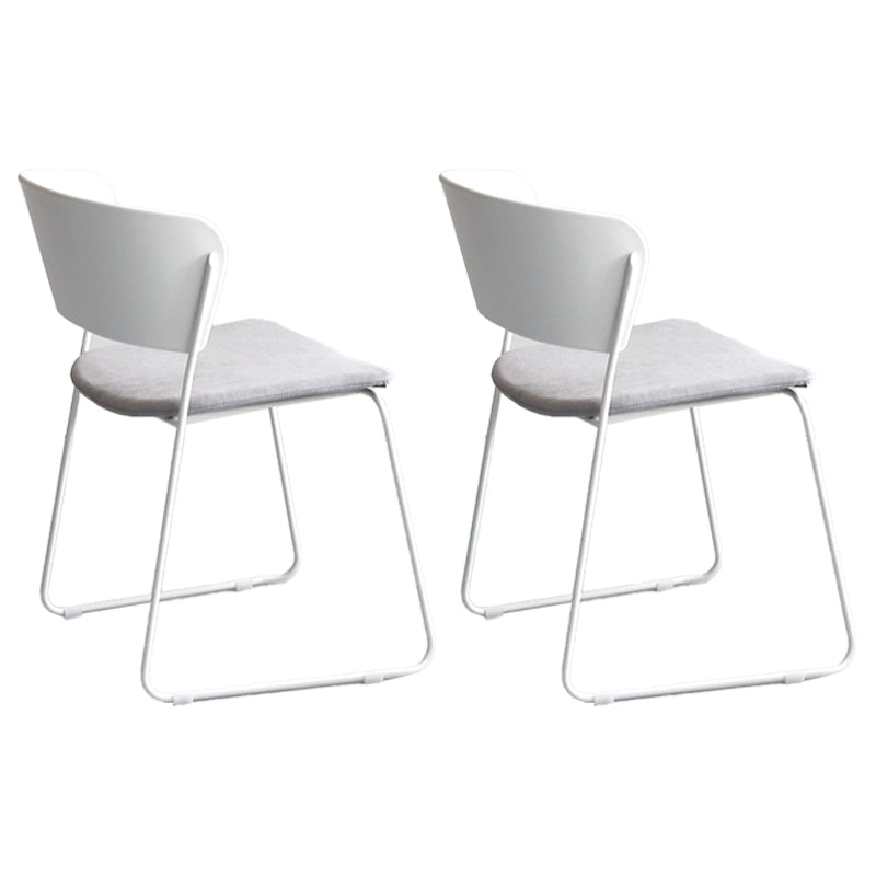 Contemporary Style Kitchen Metal Dining Chair Dining Armless Side Chair (Set of 2) Light Gray-White Clearhalo ' kitchen&dining_furn' 'Dining Chairs' 'Dining Tables & Seating' 'dining_chair' 'furn' 'furn_dining_chair' 'Furniture' 'furniture_dining_chair' 'Kitchen & Dining Furniture' 'kitchen' 4206922