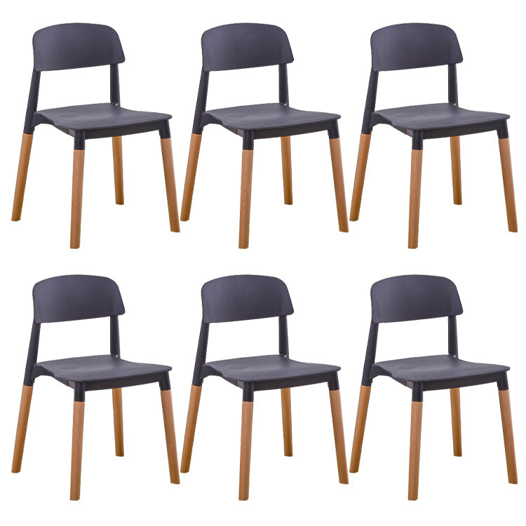 Home Plastic Armless Dining Chair Open Back Dining Side Chairs with Wood Legs Black 6 Piece Set Clearhalo ' kitchen&dining_furn' 'Dining Chairs' 'Dining Tables & Seating' 'dining_chair' 'furn' 'furn_dining_chair' 'Furniture' 'furniture_dining_chair' 'Kitchen & Dining Furniture' 'kitchen' 4207213
