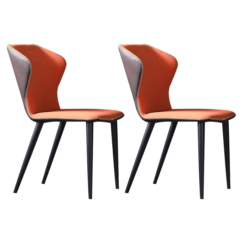 Industrial Indoor Side Chair Wingback Metal Upholstered Dining Room Chair Orange 2 Piece Set Clearhalo ' kitchen&dining_furn' 'Dining Chairs' 'Dining Tables & Seating' 'dining_chair' 'furn' 'furn_dining_chair' 'Furniture' 'furniture_dining_chair' 'Kitchen & Dining Furniture' 'kitchen' 4207276