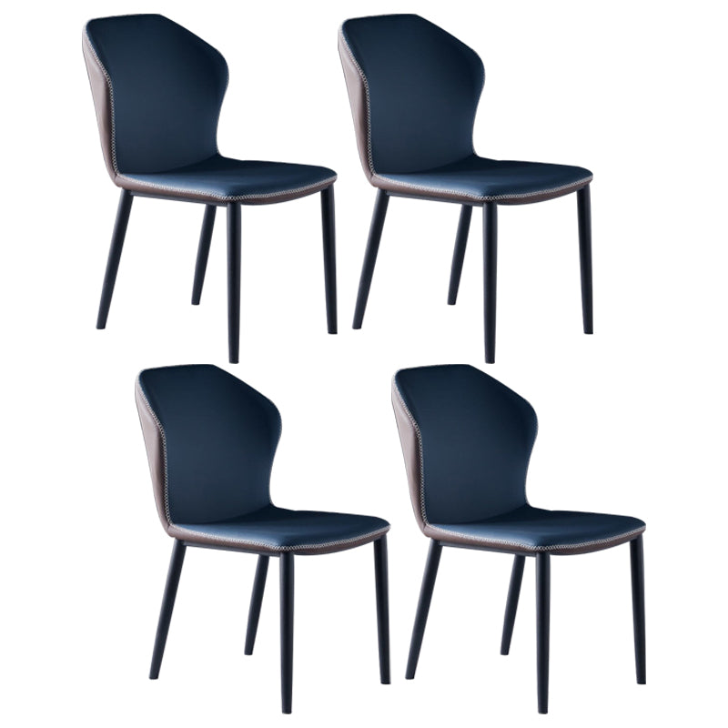 Modern Leather Restaurant Side Chair Matte Finish Wingback Dining Chair Blue-Brown 4 Piece Set Clearhalo ' kitchen&dining_furn' 'Dining Chairs' 'Dining Tables & Seating' 'dining_chair' 'furn' 'furn_dining_chair' 'Furniture' 'furniture_dining_chair' 'Kitchen & Dining Furniture' 'kitchen' 4207482