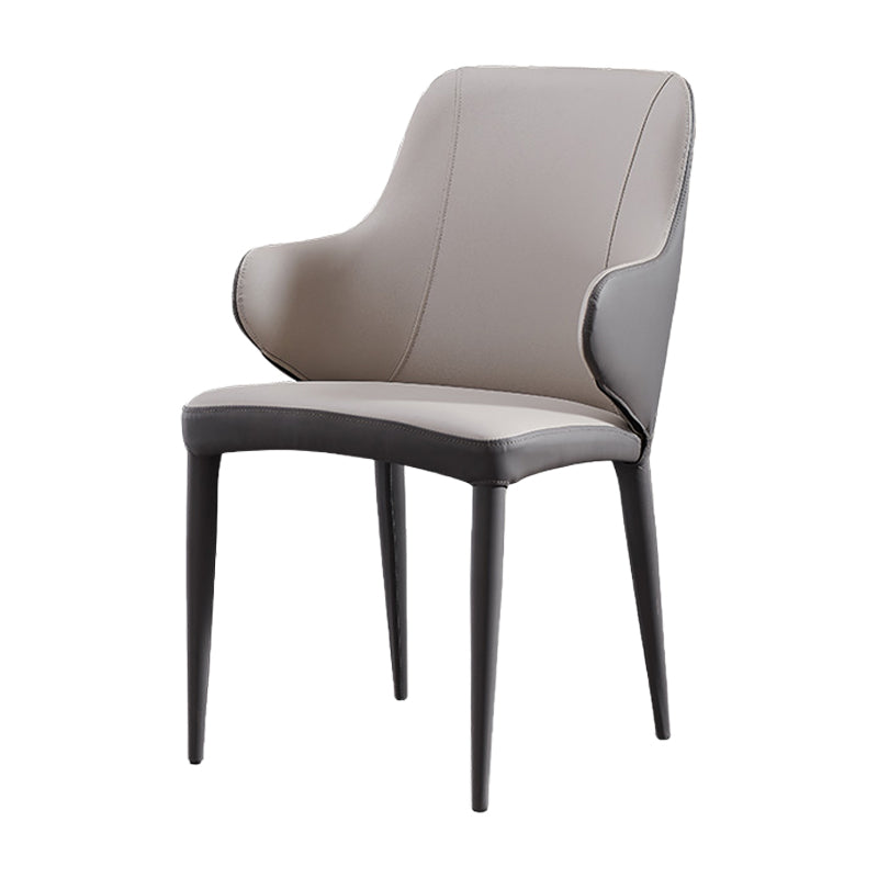 Contemporary Hotel Leather Arm Chair Matte Finish Solid Back Dining Chair Off-White 1 Piece Clearhalo ' kitchen&dining_furn' 'Dining Chairs' 'Dining Tables & Seating' 'dining_chair' 'furn' 'furn_dining_chair' 'Furniture' 'furniture_dining_chair' 'Kitchen & Dining Furniture' 'kitchen' 4207512