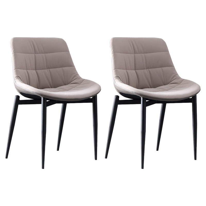 Industrial Metal Dining Room Chairs Armless Faux Leather Dining Chairs for Restaurant Use Light Gray 2 Piece Set Clearhalo ' kitchen&dining_furn' 'Dining Chairs' 'Dining Tables & Seating' 'dining_chair' 'furn' 'furn_dining_chair' 'Furniture' 'furniture_dining_chair' 'Kitchen & Dining Furniture' 'kitchen' 4207566