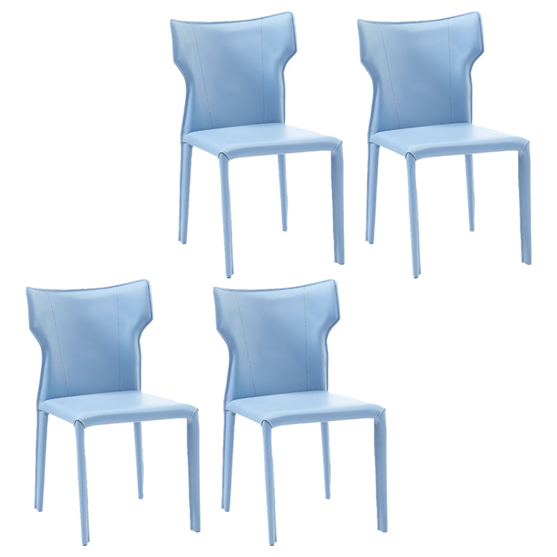 Contemporary Metal Dining Armless Chair Faux Leather Side Chair for Home Use Blue 4 Piece Set Clearhalo ' kitchen&dining_furn' 'Dining Chairs' 'Dining Tables & Seating' 'dining_chair' 'furn' 'furn_dining_chair' 'Furniture' 'furniture_dining_chair' 'Kitchen & Dining Furniture' 'kitchen' 4208302