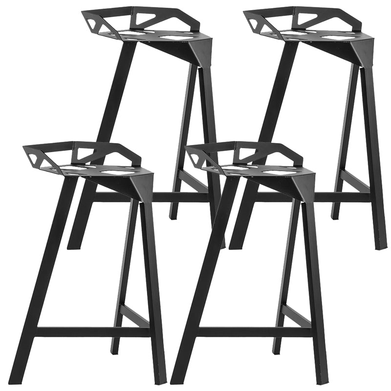 Black Iron Low Back Barstool Industrial Style Hollowed Out Design Tall Stool 4 Piece Set Bar Stool(30"H) Clearhalo 'Bar Furniture' 'Bar Stools' 'bar_stools' 'furn' 'furn_bar_stools' 'furniture_bar_stools' 'Kitchen & Dining Furniture' 'kitchen&dining_furn' 'kitchen' 'kitchen_furn' Furniture' 4211134