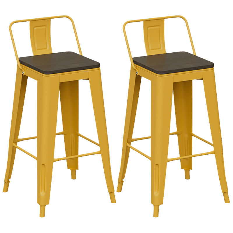 Industrial Yellow Counter Stools Iron Wooden Bar Stools with Footrest (Set of 2) With Back 2 Piece Set Clearhalo 'Bar Furniture' 'Bar Stools' 'bar_stools' 'furn' 'furn_bar_stools' 'furniture_bar_stools' 'Kitchen & Dining Furniture' 'kitchen&dining_furn' 'kitchen' 'kitchen_furn' Furniture' 4211207