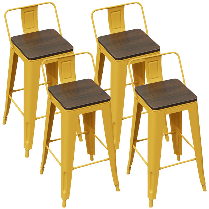 Industrial Yellow Counter Stools Iron Wooden Bar Bristol Stools with Low Back 4 Piece Set Clearhalo 'Bar Furniture' 'Bar Stools' 'bar_stools' 'furn' 'furn_bar_stools' 'furniture_bar_stools' 'Kitchen & Dining Furniture' 'kitchen&dining_furn' 'kitchen' 'kitchen_furn' Furniture' 4211217