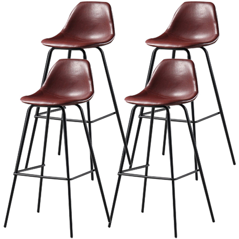 Black Metal Bar Stool Scandinavian Low Back Bristol Counter Stool with Bucket Seat Burgundy 4 Piece Set Clearhalo 'Bar Furniture' 'Bar Stools' 'bar_stools' 'furn' 'furn_bar_stools' 'furniture_bar_stools' 'Kitchen & Dining Furniture' 'kitchen&dining_furn' 'kitchen' 'kitchen_furn' Furniture' 4211273