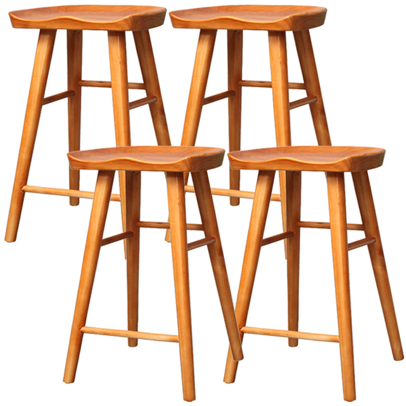 Industrial Style Wooden Bar Stool Contoured Seat Counter Stool for Kitchen Bar Distressed Wood 4 Piece Set Clearhalo 'Bar Furniture' 'Bar Stools' 'bar_stools' 'furn' 'furn_bar_stools' 'furniture_bar_stools' 'Kitchen & Dining Furniture' 'kitchen&dining_furn' 'kitchen' 'kitchen_furn' Furniture' 4211364