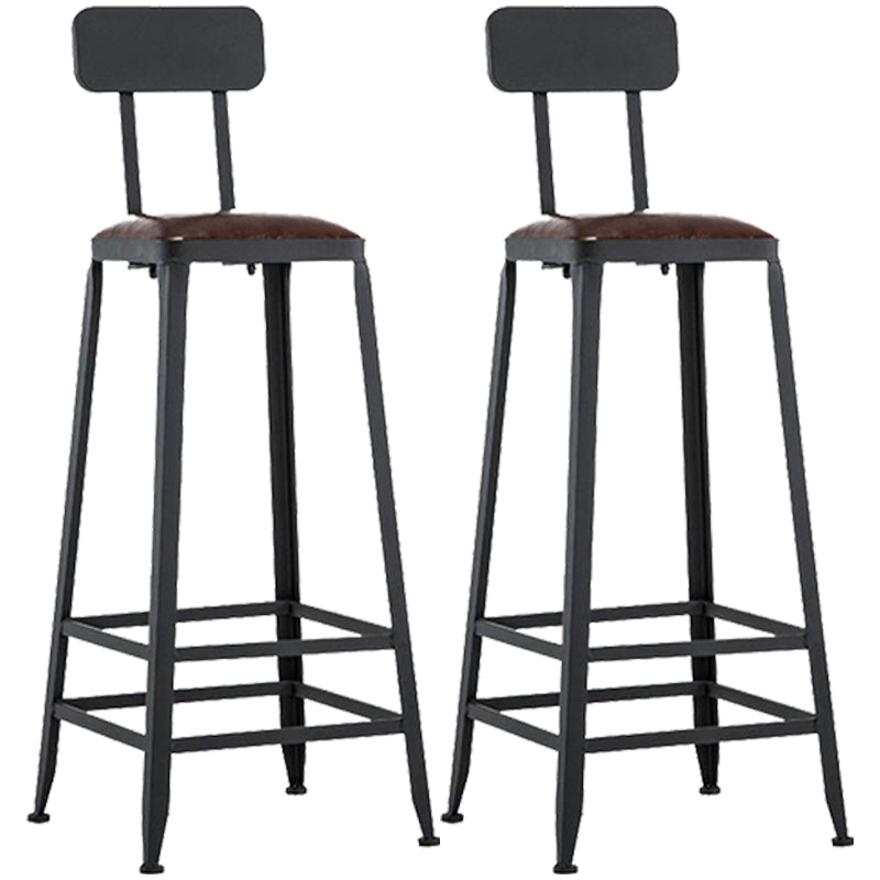Industrial Style Square Leather Seat with Metal Legs Counter Stool for Kitchen Bar With Back 2 Piece Set Bar Stool(31"H) Clearhalo 'Bar Furniture' 'Bar Stools' 'bar_stools' 'furn' 'furn_bar_stools' 'furniture_bar_stools' 'Kitchen & Dining Furniture' 'kitchen&dining_furn' 'kitchen' 'kitchen_furn' Furniture' 4211420