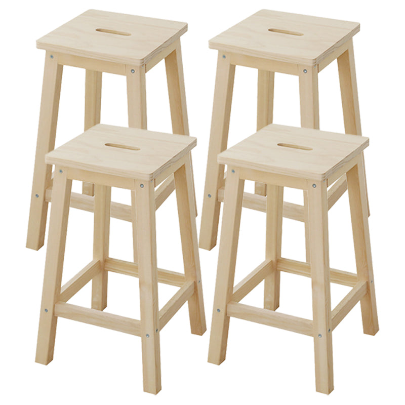 Industrial Natural Counter Stools Wooden Armless Bar Stools with Square Seat 4 Piece Set Clearhalo 'Bar Furniture' 'Bar Stools' 'bar_stools' 'furn' 'furn_bar_stools' 'furniture_bar_stools' 'Kitchen & Dining Furniture' 'kitchen&dining_furn' 'kitchen' 'kitchen_furn' Furniture' 4211531