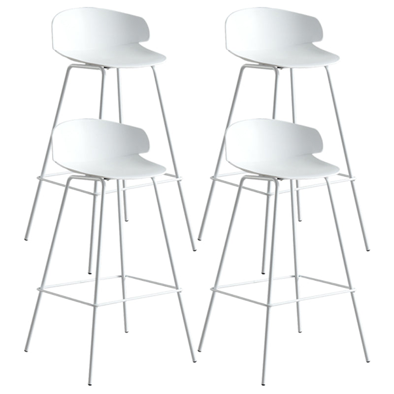 Scandinavian Plastic Metal Counter Stools Low Back Indoor Bar Stools with 4 Legs White 4 Piece Set Clearhalo 'Bar Furniture' 'Bar Stools' 'bar_stools' 'furn' 'furn_bar_stools' 'furniture_bar_stools' 'Kitchen & Dining Furniture' 'kitchen&dining_furn' 'kitchen' 'kitchen_furn' Furniture' 4211610