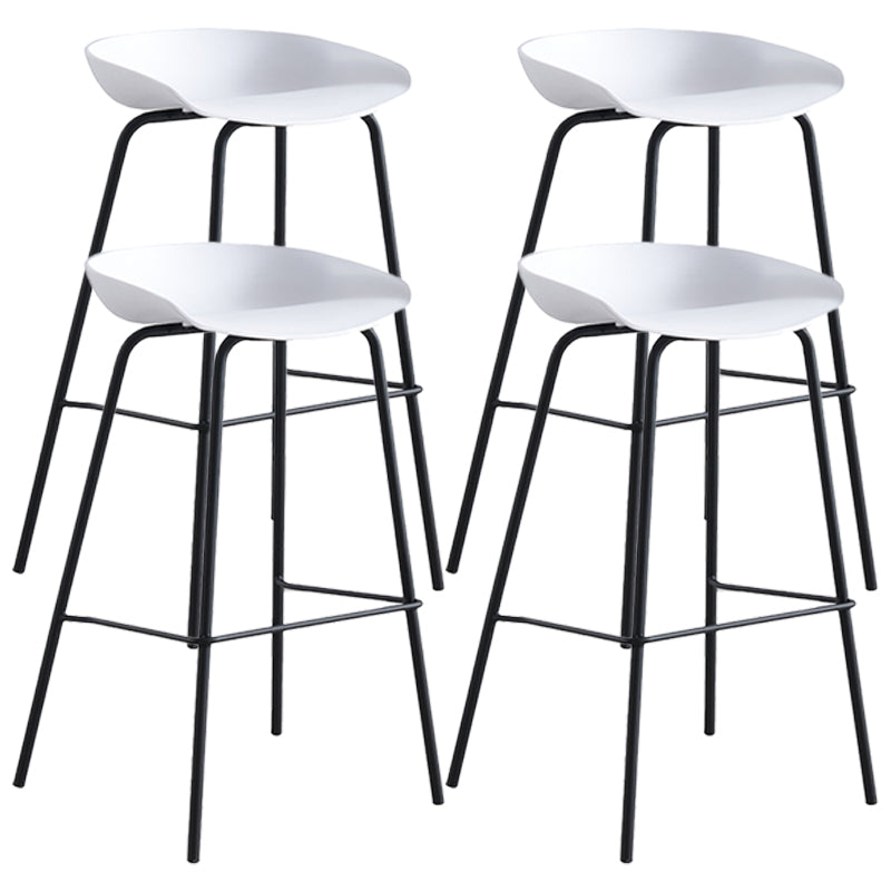 Scandinavian Metal Plastic Counter Stools Backless Bar Stools with Bucket Seat White 4 Piece Set Clearhalo 'Bar Furniture' 'Bar Stools' 'bar_stools' 'furn' 'furn_bar_stools' 'furniture_bar_stools' 'Kitchen & Dining Furniture' 'kitchen&dining_furn' 'kitchen' 'kitchen_furn' Furniture' 4211655