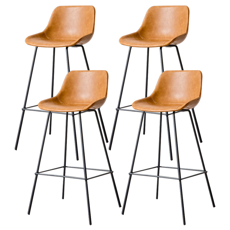 Black Metal Leather Bar Stool Scandinavian Low Back Bristol Counter Stool with Bucket Seat Brown 4 Piece Set Clearhalo 'Bar Furniture' 'Bar Stools' 'bar_stools' 'furn' 'furn_bar_stools' 'furniture_bar_stools' 'Kitchen & Dining Furniture' 'kitchen&dining_furn' 'kitchen' 'kitchen_furn' Furniture' 4211685