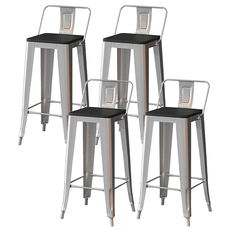 Industrial Silver Counter Stools Iron Wooden Bar Stools with Square Seat 4 Piece Set Clearhalo 'Bar Furniture' 'Bar Stools' 'bar_stools' 'furn' 'furn_bar_stools' 'furniture_bar_stools' 'Kitchen & Dining Furniture' 'kitchen&dining_furn' 'kitchen' 'kitchen_furn' Furniture' 4211715