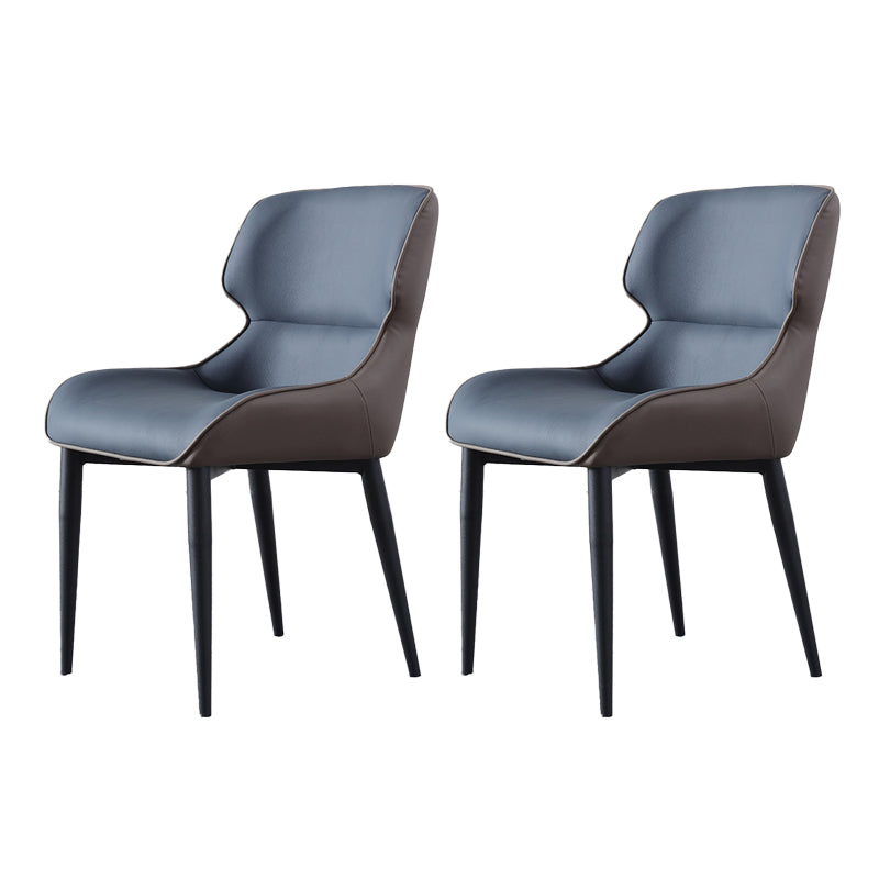Contemporary Style Wingback Chairs Leather Dining Chairs for Home (Set of 2) Blue 2 Piece Set Clearhalo ' kitchen&dining_furn' 'Dining Chairs' 'Dining Tables & Seating' 'dining_chair' 'furn' 'furn_dining_chair' 'Furniture' 'furniture_dining_chair' 'Kitchen & Dining Furniture' 'kitchen' 4237020