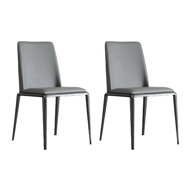 Contemporary Solid Back Armless Side Chairs Leather Dining Chairs for Home (Set of 2) Dark Gray Clearhalo ' kitchen&dining_furn' 'Dining Chairs' 'Dining Tables & Seating' 'dining_chair' 'furn' 'furn_dining_chair' 'Furniture' 'furniture_dining_chair' 'Kitchen & Dining Furniture' 'kitchen' 4237190