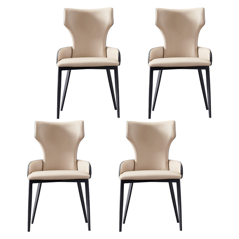 Industrial Metal Dining Room Chairs Arm PU Leather Dining Chairs for Restaurant Use Apricot 4 Piece Set Clearhalo ' kitchen&dining_furn' 'Dining Chairs' 'Dining Tables & Seating' 'dining_chair' 'furn' 'furn_dining_chair' 'Furniture' 'furniture_dining_chair' 'Kitchen & Dining Furniture' 'kitchen' 4237334