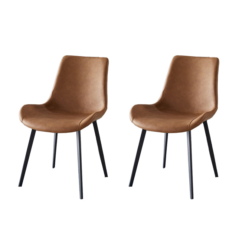 Modern Leather Restaurant Side Chair Matte Finish Solid Back Dining Chair (Set of 2) Ginger Clearhalo ' kitchen&dining_furn' 'Dining Chairs' 'Dining Tables & Seating' 'dining_chair' 'furn' 'furn_dining_chair' 'Furniture' 'furniture_dining_chair' 'Kitchen & Dining Furniture' 'kitchen' 4237348